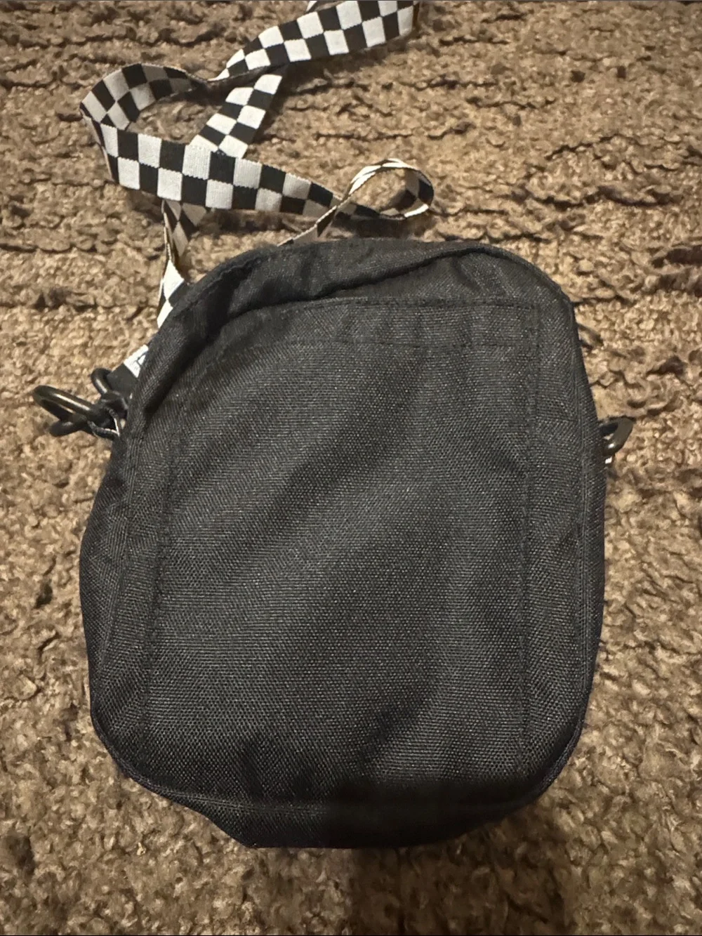 Vans Small Black Crossbody Bag with Checkerboard Strap